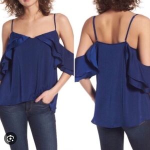 Delvin NWT women’s cold shoulder blouse Sz S blue sexy top